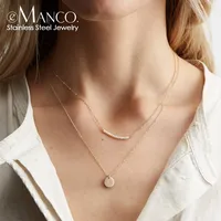 Collier pour femme EMANCO en acier inoxydable PVD, couleur or, à maillons géométriques multicouches, idéal pour le bureau ou les occasions spéciales