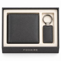 Boîte-cadeau écologique FOVAIRE de style livre avec couvercle magnétique, emballage rigide, impression quadricolore pour ensemble portefeuille et porte-clés