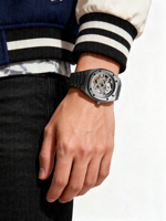 Montre-bracelet automatique squelette de luxe Forsining 8315 pour homme, bracelet en acier inoxydable, mouvement mécanique à remontage automatique, vente en gros
