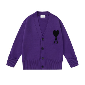 Cardigan in stile francese con <span class=keywords><strong>cuore</strong></span> a stampa tinta unita scollo a V manica lunga alla moda maglione Casual lavorato a maglia - Product Image 3