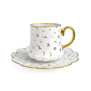 Tazza da Caffè in Ceramica Porcellana Bone China con Piattino, Design Esclusivo e Lussuoso, Personalizzabile, 90-350ml, Oro, per Cappuccino Pomeridiano - Product Image 5