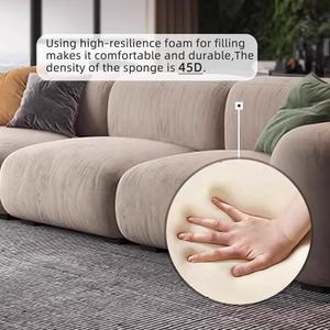 Zaysnordic आधुनिक लक्जरी मखमली 3-सीटर एल-आकार लिविंग रूम सोफे सेट मॉड्यूलर वॉशबल विला अपार्टमेंट होटल फर्श सोफा - Product Image 6