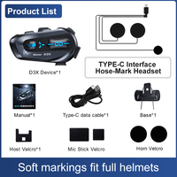 Casque Intercom Universel pour Moto, Portée 600m, Semi-Duplex, Partage de Musique Bluetooth, Intercom Moto