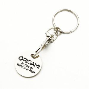 2024 Hot Selling Round Shape Coin Printing Metal Engraved Keychains - Product Image 4