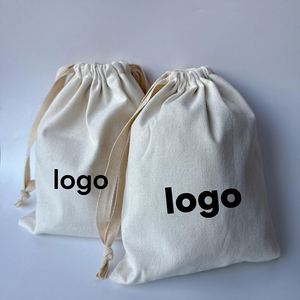 Low Moq Portable Cotton <b>Drawstring</b> <b>Pouch</b> Customized 100% Organic Cotton Canvas Bag - Product Image 3
