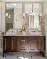 Meuble-lavabo de salle de bain YUSHI en marbre Calacatta Viola, design moderne et luxueux, armoire en bois massif sur mesure pour projets hôteliers et villas haut de gamme