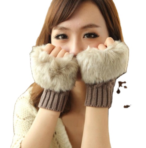 Распродажа, женские перчатки из искусственного кроличьего меха, вязаные крючком перчатки без пальцев, вязаные варежки, зимние перчатки