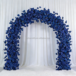 <span class=keywords><strong>Arche</strong></span> florale rectangulaire en rose artificielle bleu royal bon marché à un seul côté pour la décoration de scène de fond de mariage - Product Image 2