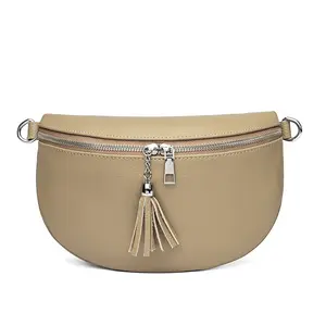 New Arrival Solid Color Sling Bags For Women Fashion Chest Bag For Gift Cowhide Ladies Fanny Pack