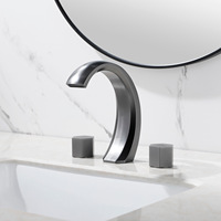 Robinet de lavabo de salle de bain allemand en laiton massif, moderne et minimaliste, gris anthracite et or rose, à trois trous, avec cartouche céramique pour eau chaude et froide