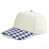 Casquettes de baseball pour femmes HBA54 OEM, 5 panneaux, visière à carreaux, bicolores, streetwear, respirantes, casquettes de sport, design personnalisé