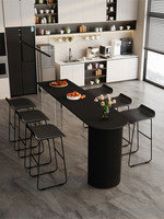 Table de bar moderne en pierre frittée avec tabourets de bar en métal à base cannelée, mobilier de bar à petit-déjeuner pour cuisine, café, logo personnalisé