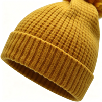 Bonnet en tricot côtelé à revers avec pompon, personnalisable avec logo, chaud et thermique pour femme, idéal pour l'hiver et la revente en gros