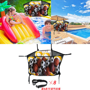 Sac de rangement en filet pour piscine, grande capacité, organisateur de jouets suspendu pour l'extérieur, sac en filet noir pour la plage, la piscine et les voyages - Product Image 2