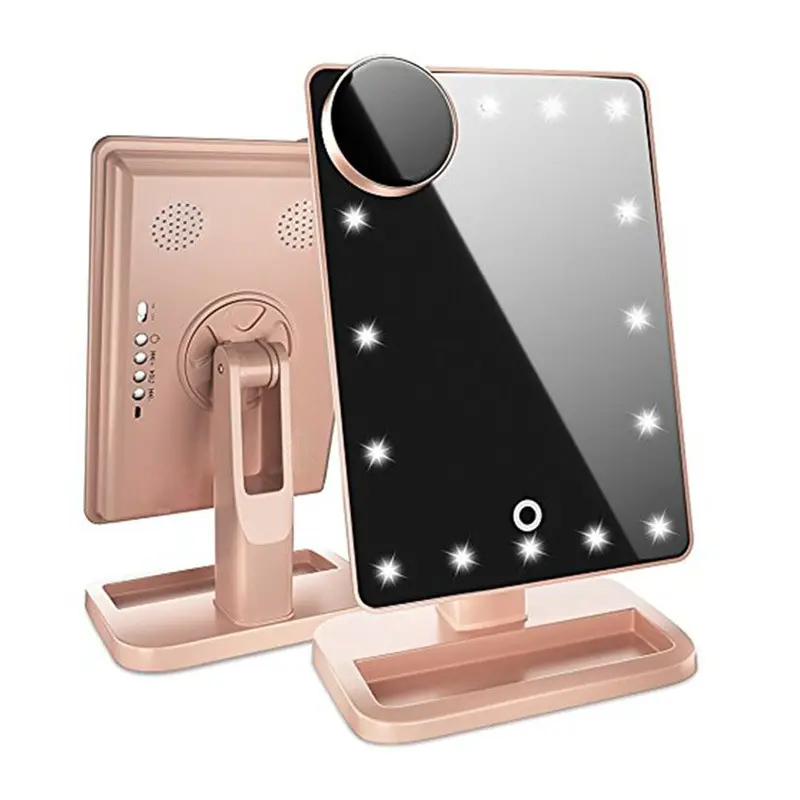 Led Makeup Mirror Bluetooth Audio Light Ampliação ajustável 10x 360 espelhos cosméticos