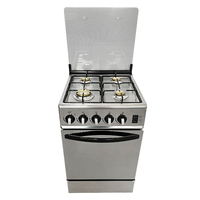 Cuisinière à gaz quatre brûleurs avec four en acier inoxydable et verre miroir, prix compétitif