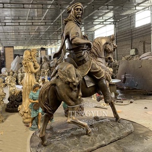 Estatua de bronce de tamaño pequeño decorativa para el hogar escultura de figura de cazador árabe <span class=keywords><strong>a</strong></span> <span class=keywords><strong>caballo</strong></span> para decoración de escritorio - Product Image 3