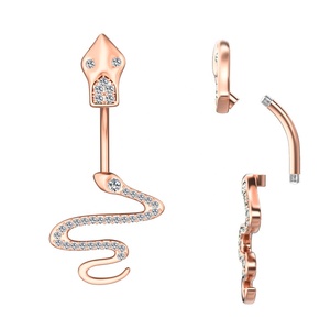 Anelli per <span class=keywords><strong>Ombelico</strong></span> a <span class=keywords><strong>Serpente</strong></span> in Acciaio Inossidabile Curvo di Vari Colori, Gioielli per <span class=keywords><strong>Piercing</strong></span> Serpentine, Anello per <span class=keywords><strong>Ombelico</strong></span> con Cristalli - Product Image 5