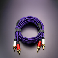 Cable de Audio Estéreo 2RCA a 2RCA, Cable RCA con Revestimiento de Oro y Trenzado de Nailon, Doble Blindaje, Cable Adaptador Auxiliar para Auto y Subwoofer