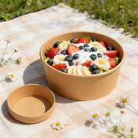 Bols en papier kraft ronds biodégradables jetables étanches pour soupe, salade, collation, fête, vente en gros