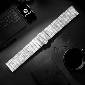 Correa de Reloj de Titanio, Correa de Repuesto de Acero Inoxidable con Patrón Geométrico para Relojes Inteligentes y Relojes de Pulsera - Product Image 1