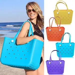 Offre Spéciale coloré mode écologique femmes Silicone sac fourre-tout EVA durable grande plage stockage eva sac boggs pour fille
