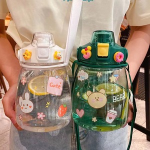 Large Capacity Plastic Water Bottle With Straw And Strap For Kids Students Bpa Free Portable Drinkware Gift - Product Image 4