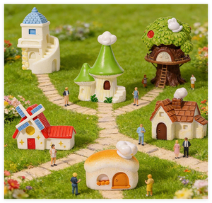 Figuras en Miniatura de Resina para Jardín de Hadas, Castillo, Molino de Viento, Diseño de Dibujos Animados Pintados a Mano, Decoración para el Hogar - Product Image 3