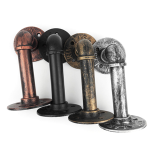 Công Nghiệp Antique Red Bronze Công Nghiệp Vòng Sắt Tường Gắn Ống Kệ Chân Đế - Product Image 5