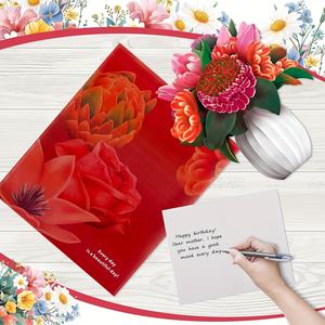 การ์ดกระดาษป๊อปอัพ3D ช่อดอกไม้ตลอดกาลพร้อมการ์ดเปล่าและซองจดหมาย - Product Image 5