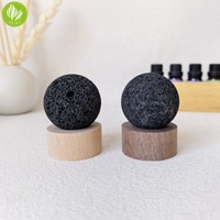 Diffuseur de boule de lave écologique à vente chaude, base en bois naturel, arôme de haute qualité, cadeau d'aromathérapie, désodorisant d'air, noir