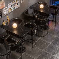 HUALIN-Table à manger en métal pour bar, restaurant, musique, café, table haute et chaises