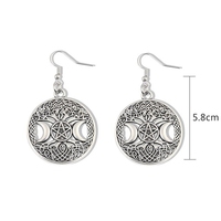 Boucles d'oreilles gothiques à pendentif de déesse Triple lune, bijou gothique Wicca Witchy pour femmes