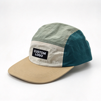 Topi 5 Panel Warna Kombinasi Kustom, Bahan Nylon Ringan Cepat Kering, Cocok untuk Camping dan Aktivitas Luar Ruangan, Dilengkapi Logo Patch Tenun, dan Tali Pengikat yang Dapat Disesuaikan
