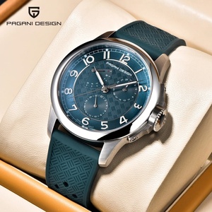 Reloj Deportivo Pagani Design para Hombre, 40 mm, Cuarzo, Acero Inoxidable, Cristal de Zafiro, Calendario, 24 Horas, 100 m Resistente al Agua, Correa de Cuero - Product Image 4