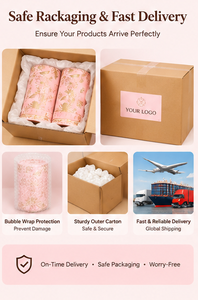 <b>Pink</b> Cylindrical <b>Gift</b> Container Quality Paper Flower Print Protective Interior Beauty Products Accessories Packaging Tube - Product Image 5