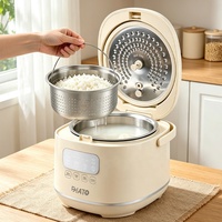 Cuiseur à riz à faible teneur en sucre 1,8 L, cuve intérieure en acier inoxydable 304 sans revêtement, affichage numérique LED, maintien au chaud 3D pour usage domestique