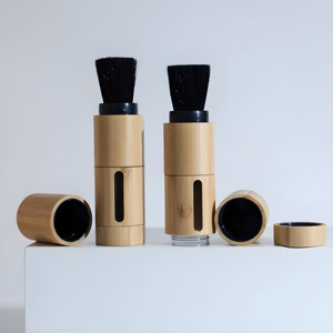 Pinceau en poudre <span class=keywords><strong>de</strong></span> bambou en bois durable en matériau naturel Pinceau distributeur <span class=keywords><strong>de</strong></span> poudre cosmétique Emballage cosmétique en bambou - Product Image 5