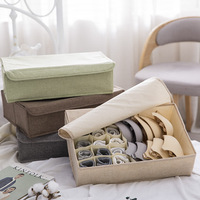 Sac de rangement pour vêtements, organisateur de vêtements réglable, en tissu de lin, avec compartiments séparés, pour rangement sous le lit