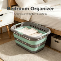 Panier à linge pliable en plastique, panier de rangement pliable avec poignée, organisateur de vêtements multifonctionnel pour la maison