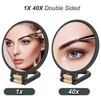 Miroir de maquillage grossissant double face avec design pliable, miroir de poche portable, cadre en plastique haute définition