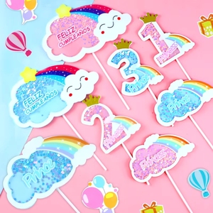 Adorno de Pastel con Lentejuelas Brillantes y Número del 0 al 9 para el Primer Cumpleaños de una Princesita - Product Image 6