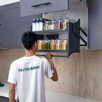 Acessórios para armários de parede de cozinha, plataforma removível, cesta de elevador de vidro, cesta elevatória SS pull down