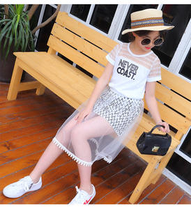 Ropa Infantil Coreana al por Mayor, Conjunto de Vestido y Camiseta de Algodón con Estampado de Letras para Niña - Product Image 5