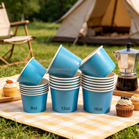 Gobelets en papier jetables écologiques bleu ciel imprimés sur mesure, qualité alimentaire, 8oz 12oz 16oz, prix de gros pour coupes à glace