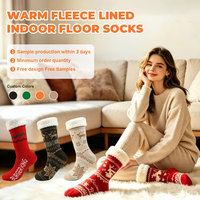 Chaussettes d'hiver chaudes et douillettes en coton pour Noël et le Nouvel An, doublure polaire chaude, tricotées, antidérapantes, épaisses, pour la maison