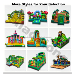 Château gonflable commercial pour enfants à thème animalier, combo toboggan double piste avec souffleur - Product Image 6