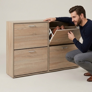 Modernes Elegantes Holz-Schuhregal-Schrank mit 4 Schubladen Paneel-Design für Wohnzimmer-Möbel in Apartments, Zuhause und Hotels ASTO SC-006 - Product Image 5