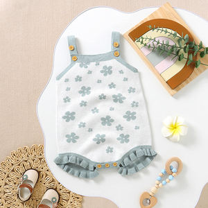Mimixiong Offre Spéciale printemps été enfant en bas âge sans manches vêtements supérieurs nouveau-né bébé fleurs motif tricoté jarretelle pull - Product Image 5