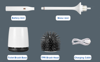 Brosse électrique pour cuvette de toilette Brosse en silicone automatique électrique Uv pour toilette Ensemble de support pour salle de bain